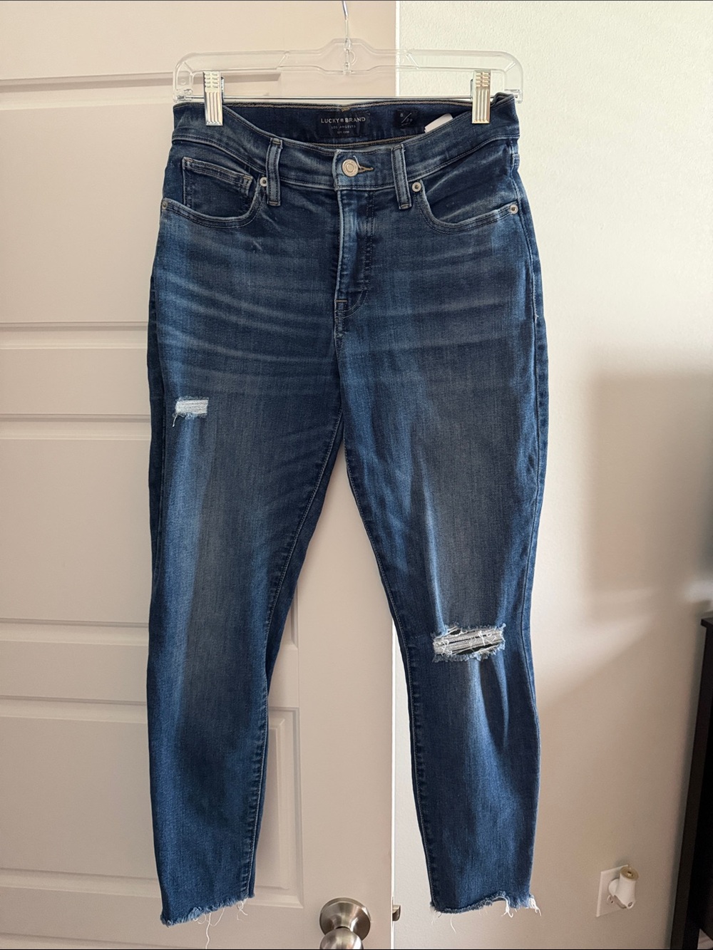 Lucky Brand Dark Blue Distressed Ankle Jeans